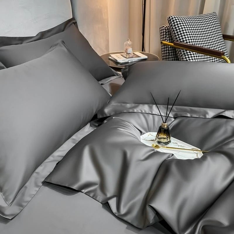 Neo Deep Grey Silky Egyptian Cotton Bedding Set