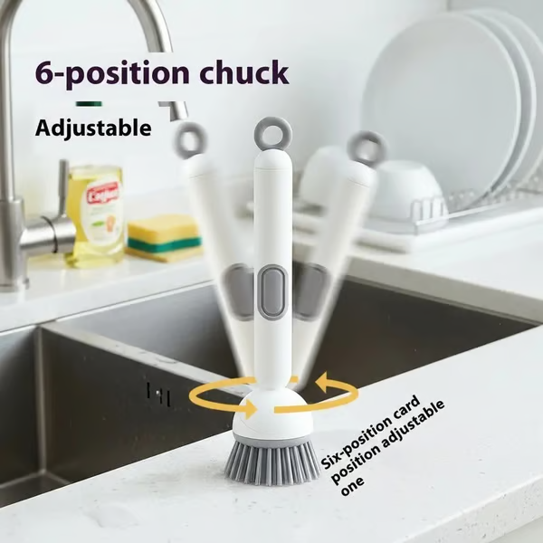 6-in-1 Rotatable Dish Brush with Detergent Dispenser