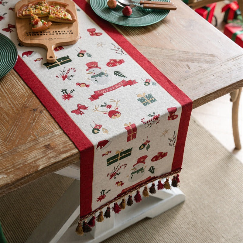 Snowman Tassel Table Runner