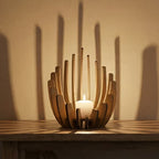 Lotus Wood Candle Holder
