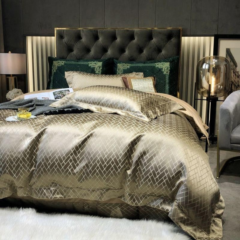 Talia Gold Egyptian Cotton Satin Bedding Set