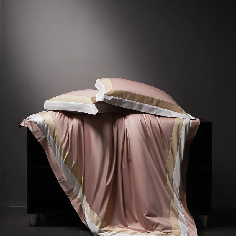 Luxor Pink Stripe Border Egyptian Cotton Bedding Set
