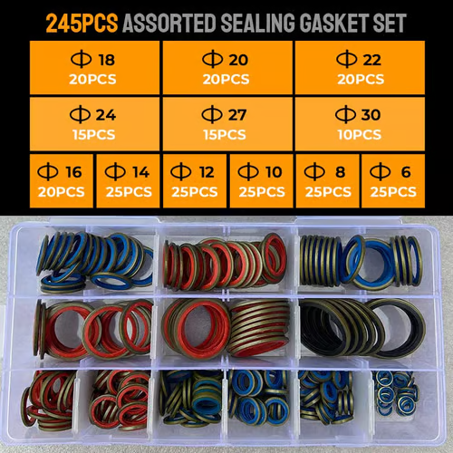 🔥100pcs/ 245pcs Assorted Sealing Gasket Set