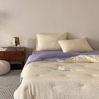 Cream Lavender Summer Quilted Blanket