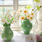 Daisy Green Ceramic Vase