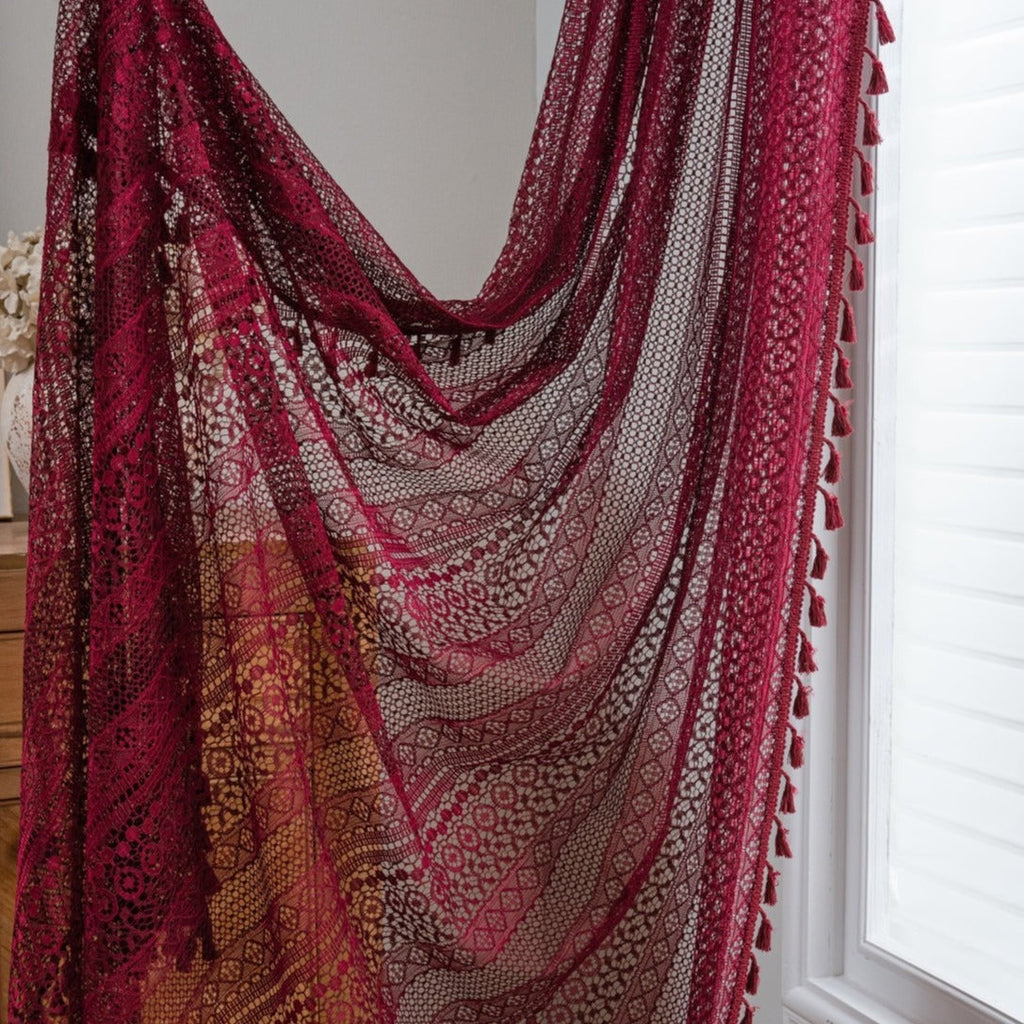 Soft Glow Lace & Fringe Curtain