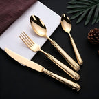Elnoora Gold Luxury Engraved Stainless Steel Cutlery Set