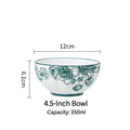Vintage Green Flora Ceramic Dinnerware Set