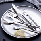 Aldomara Bamboo Silver Stainless Steel Cutlery Set