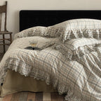 Japanese Tartan Ruffle Bedding Set