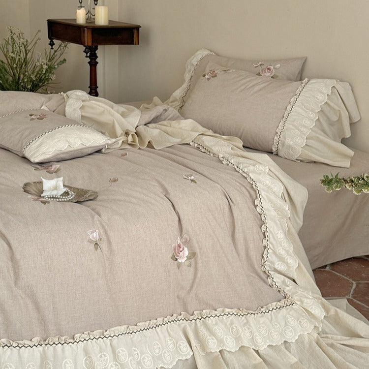 Linen Rose Garden Bedding Set