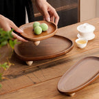 Legged Wooden Oval Tray Set