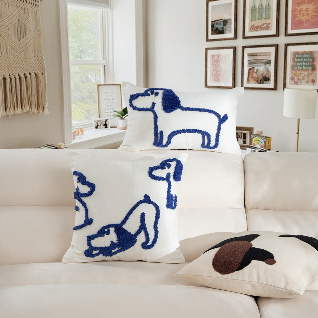 Blue Puppy Line Cushion