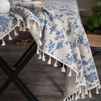 Retro Blooming Blue Table Cloth
