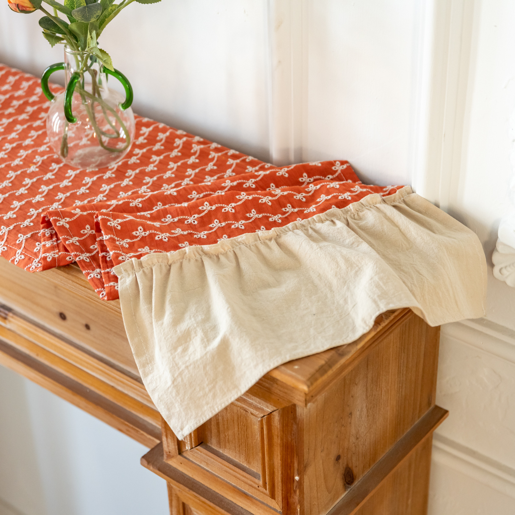 Rustic Ruffle Floral Table Runner