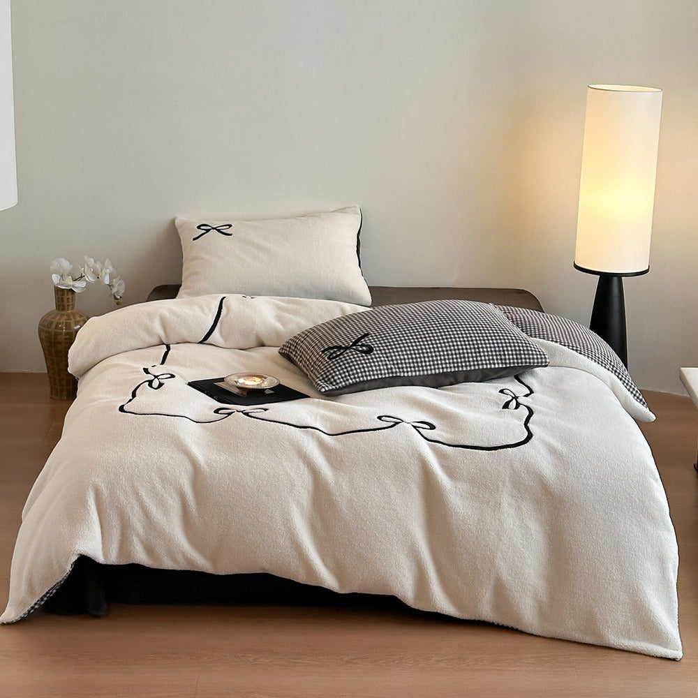 Ribbon Letter Fluffy Bedding Set