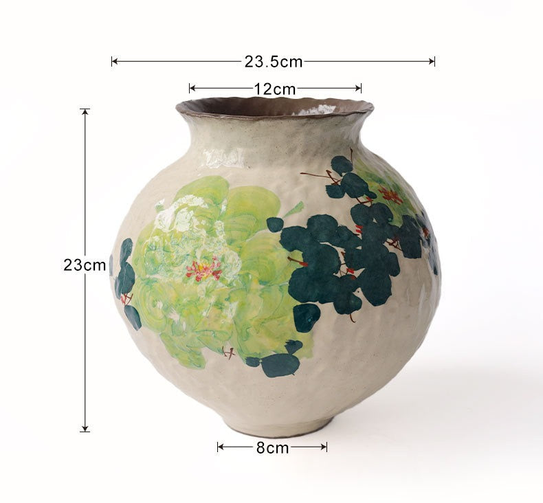 Green Rose Ceramic Vase