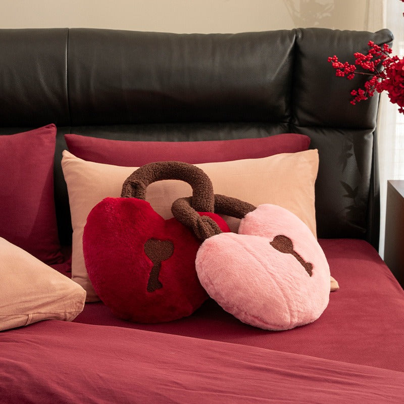 Love Lock Fuzzy Cushion Set