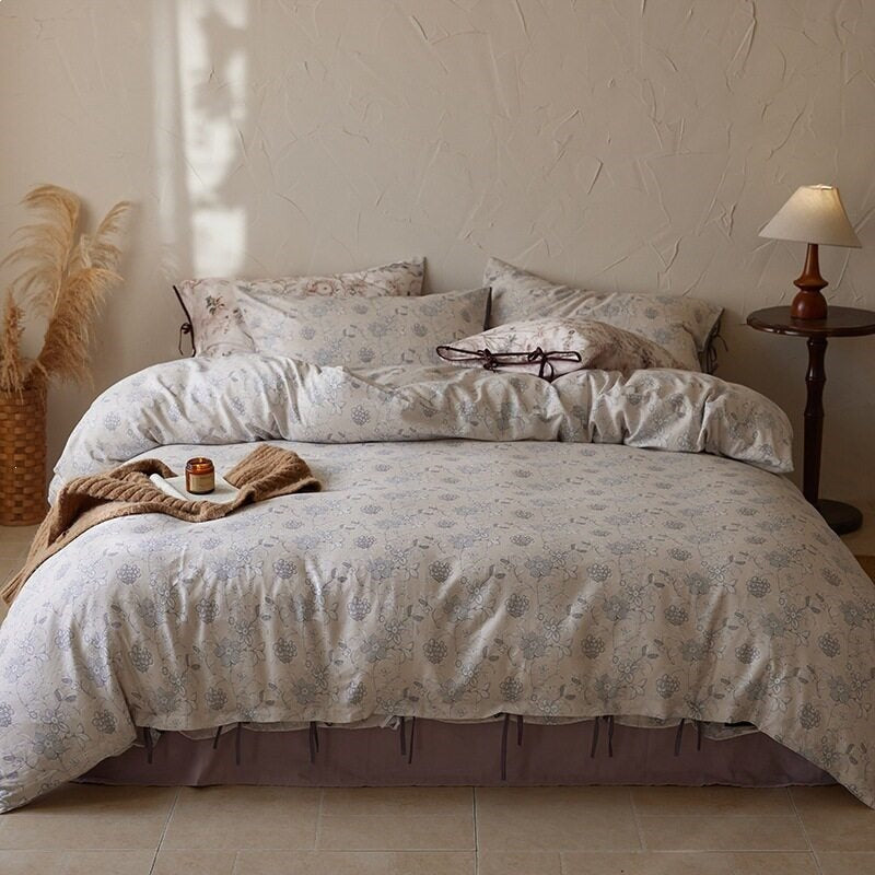 Soft Blue Botanical Bedding Set