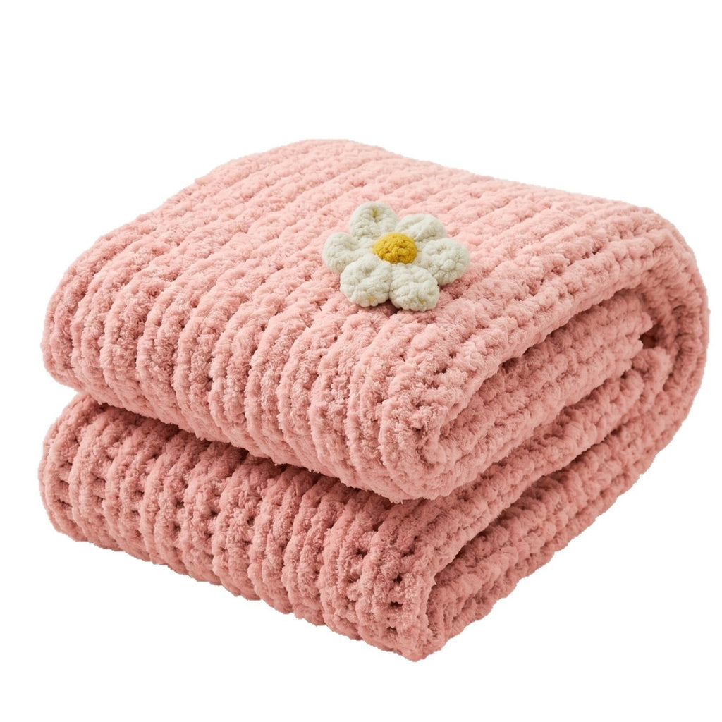 Pink Daisy Knit Dream Throw