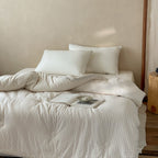 Beige Stripe Summer Quilted Blanket