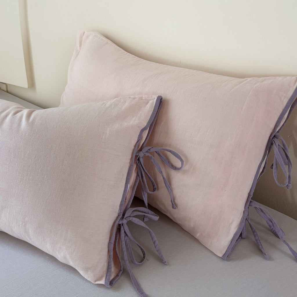 Colour Block Side Tie Pillowcase Set
