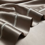 Solenne Mink Bronze Openwork Trim Luxury Pure Mulberry Silk Bedding Set