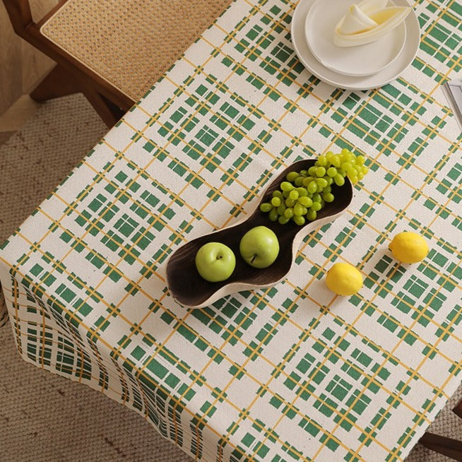 Lime Plaid Tablecloth