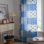 Indigo Patchwork Tassel Curtain