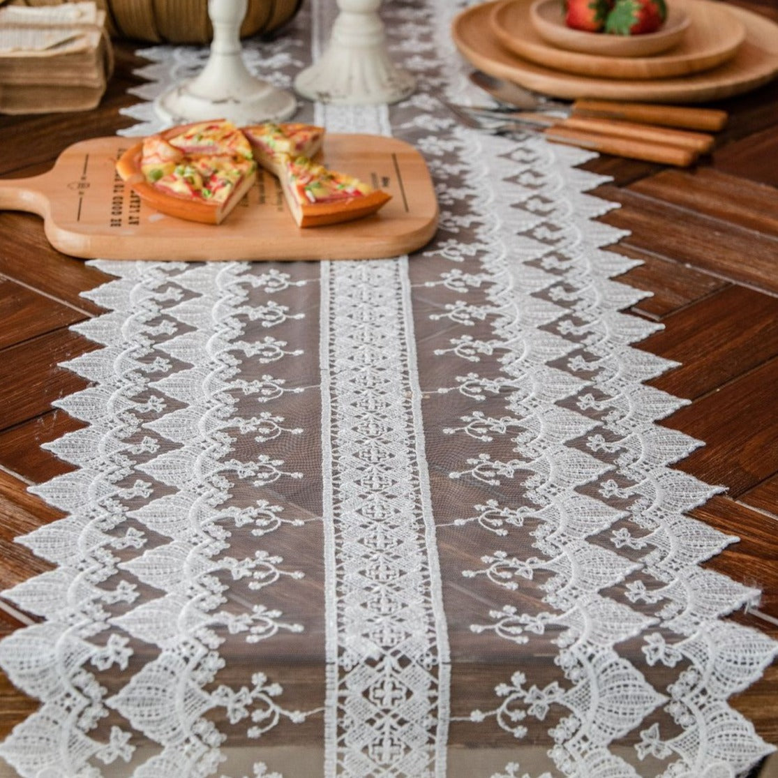 Old Floral Lace Table Runner