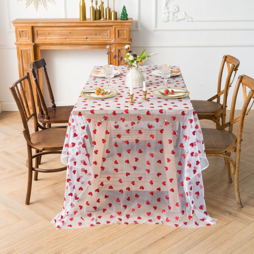 Love Heart Mesh Tablecloth
