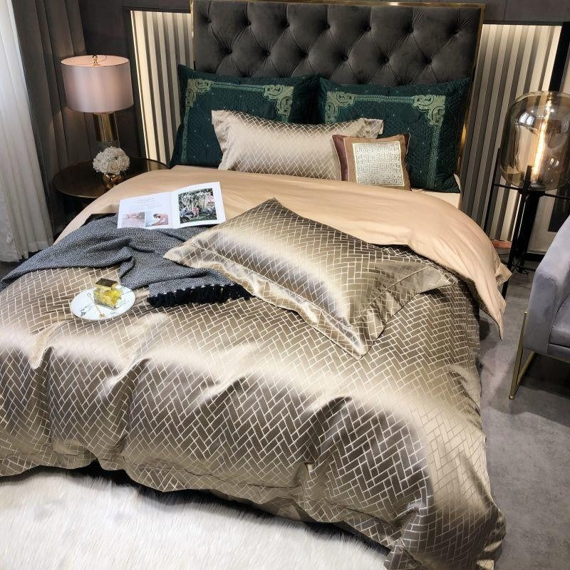 Talia Gold Egyptian Cotton Satin Bedding Set