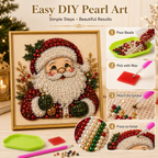 🧘Relaxing & Beginner-Friendly - 🎨💎DIY Christmas Pearl Diamond Painting Art Kit With Frame