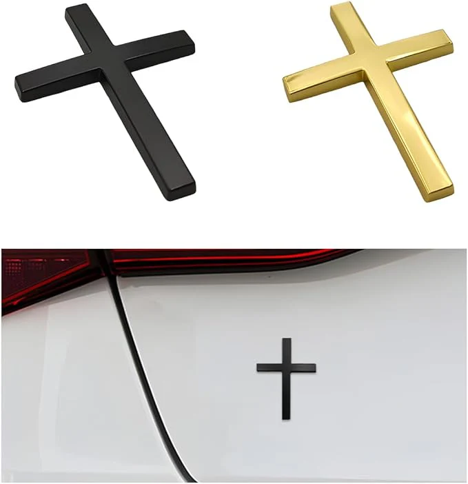 3D Metal Cross Car Sticker