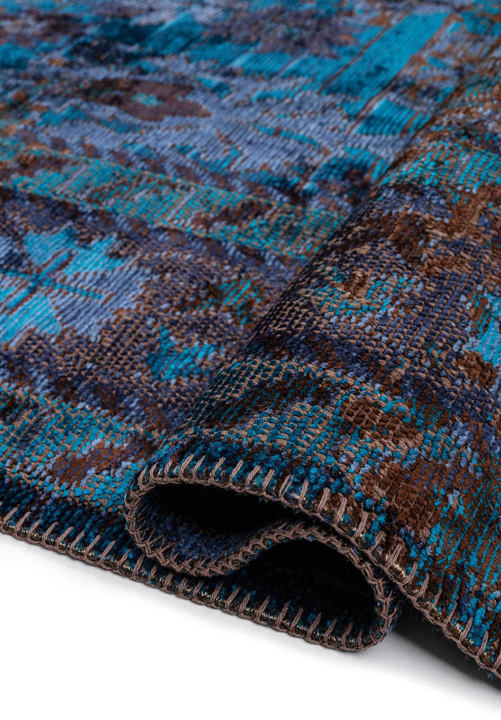 Patina Dark Navy - Dark Brown Rug