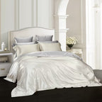 Aristelle Magnolia White Luxury Pure Mulberry Silk Bedding Set