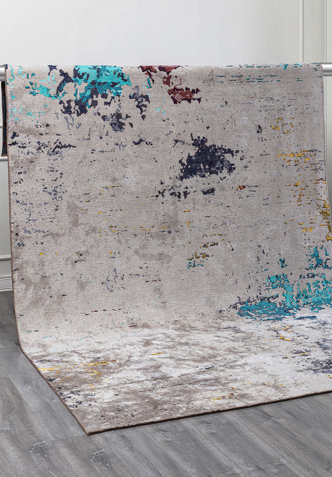 Frost Light Grey - Turquoise Rug