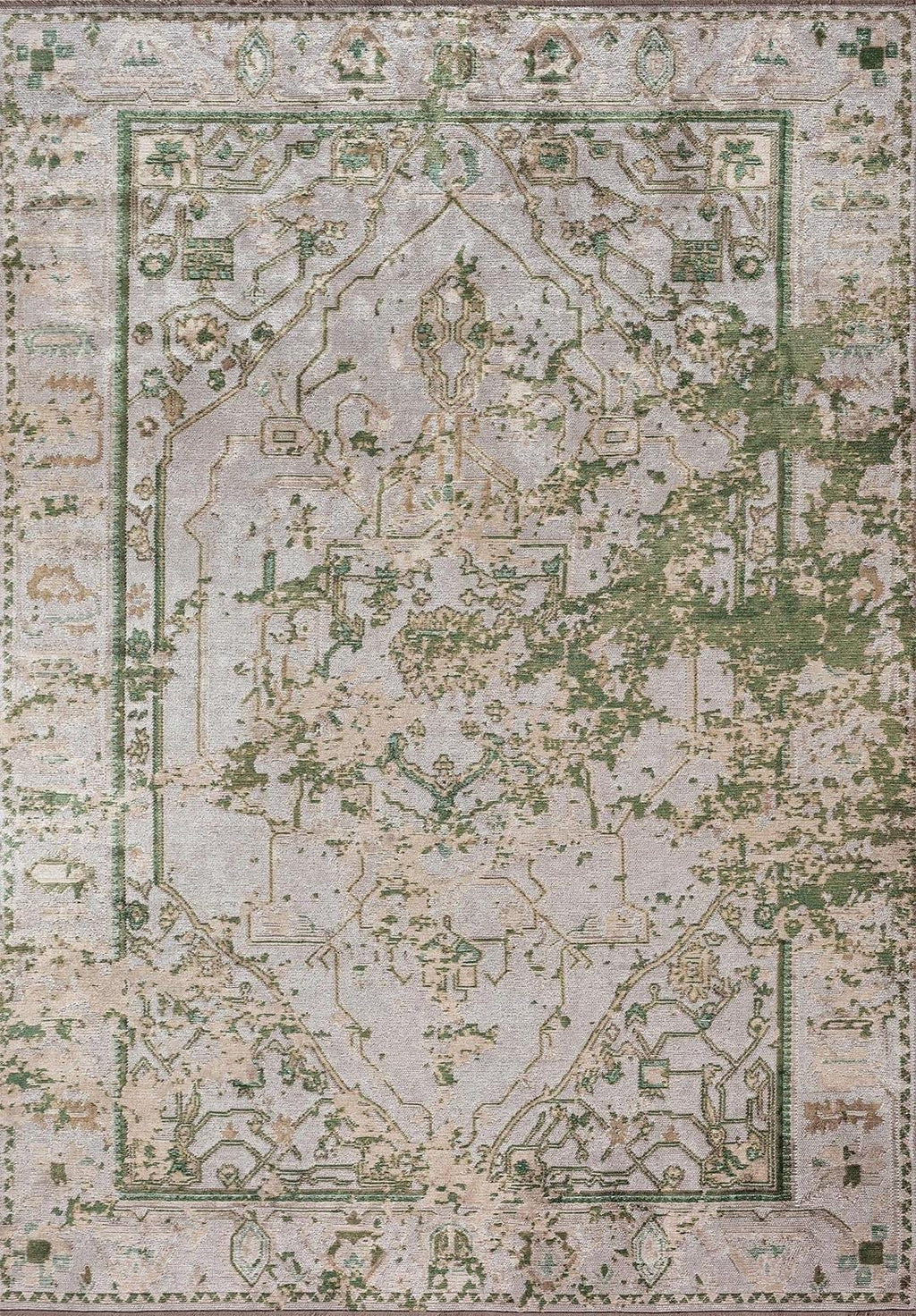 Emperor Forest Green - Light Cream Rug