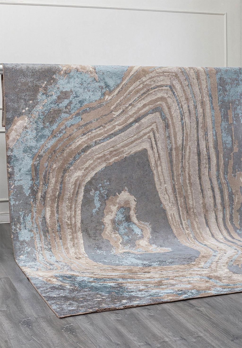 Strata Ice Blue - Beige Rug