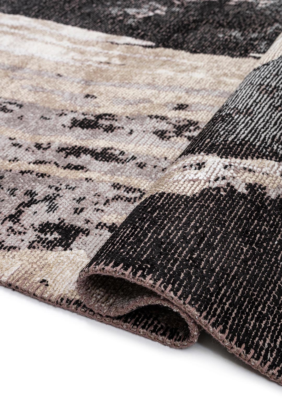 Smoke Black - Beige Rug