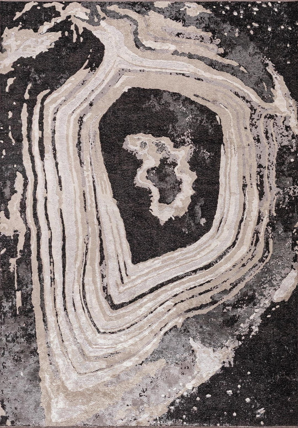 Smoke Black - Beige Rug