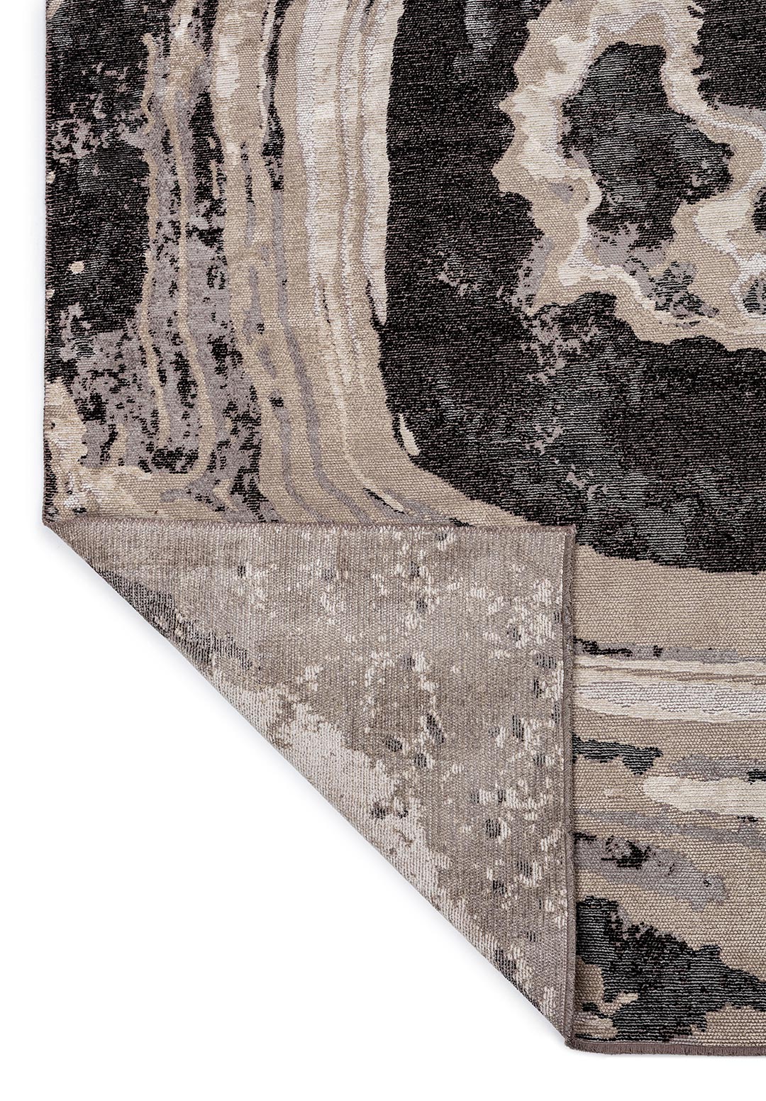 Smoke Black - Beige Rug
