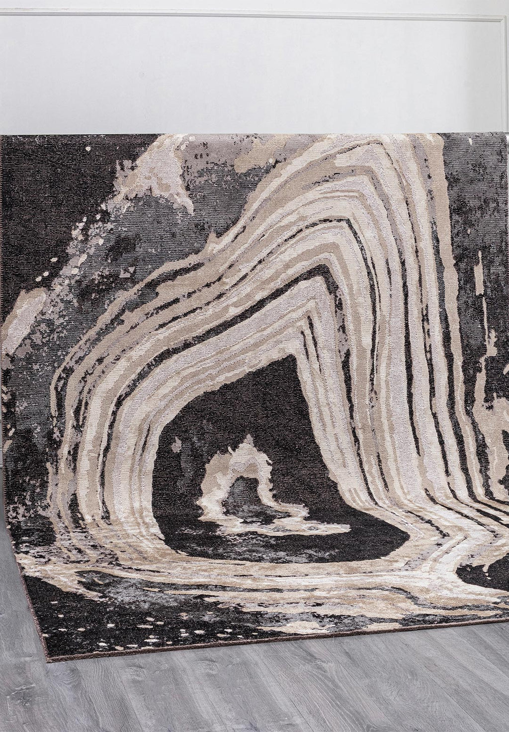 Smoke Black - Beige Rug