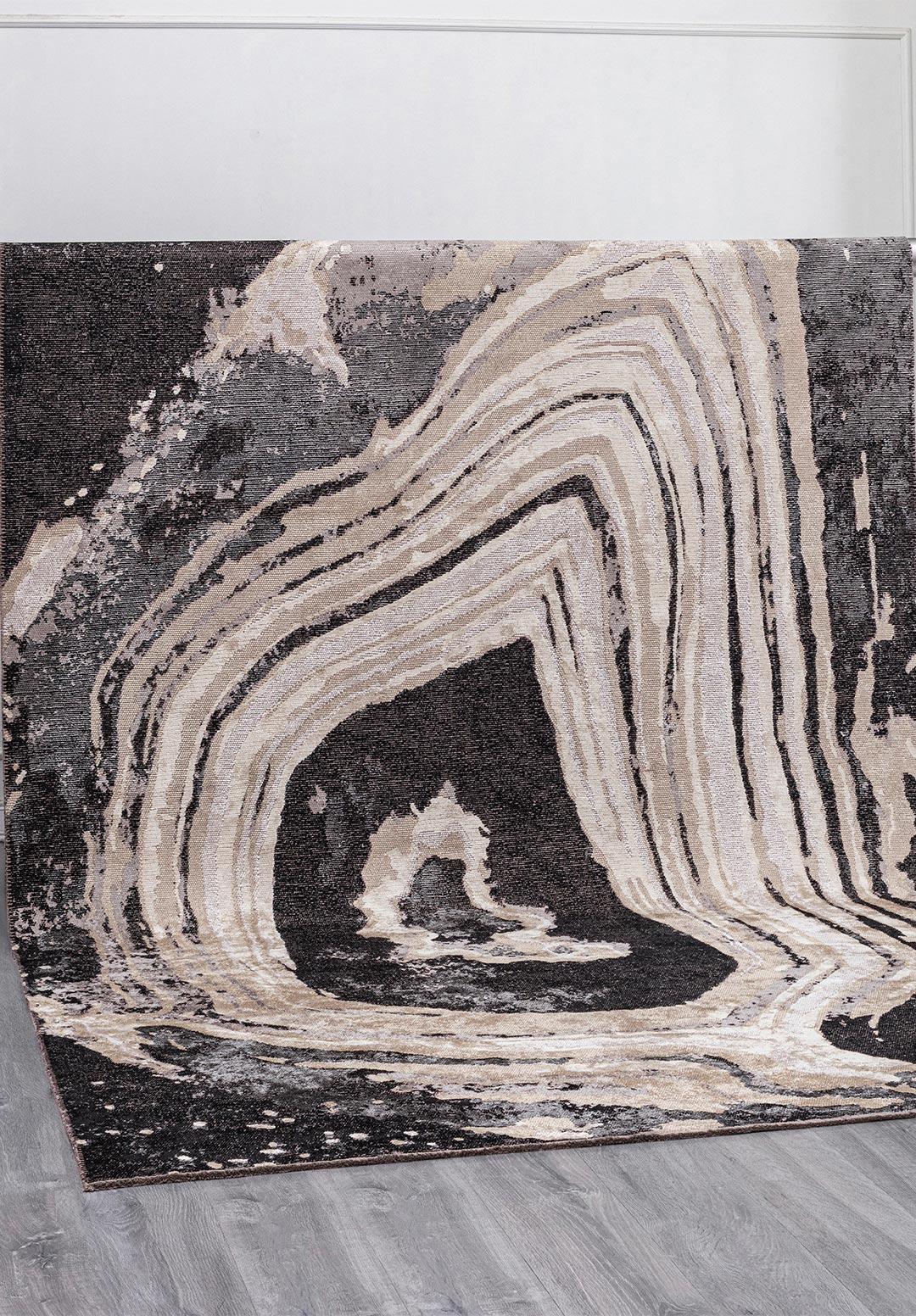 Smoke Black - Beige Rug