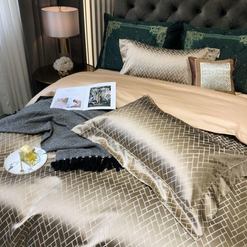 Talia Gold Egyptian Cotton Satin Bedding Set
