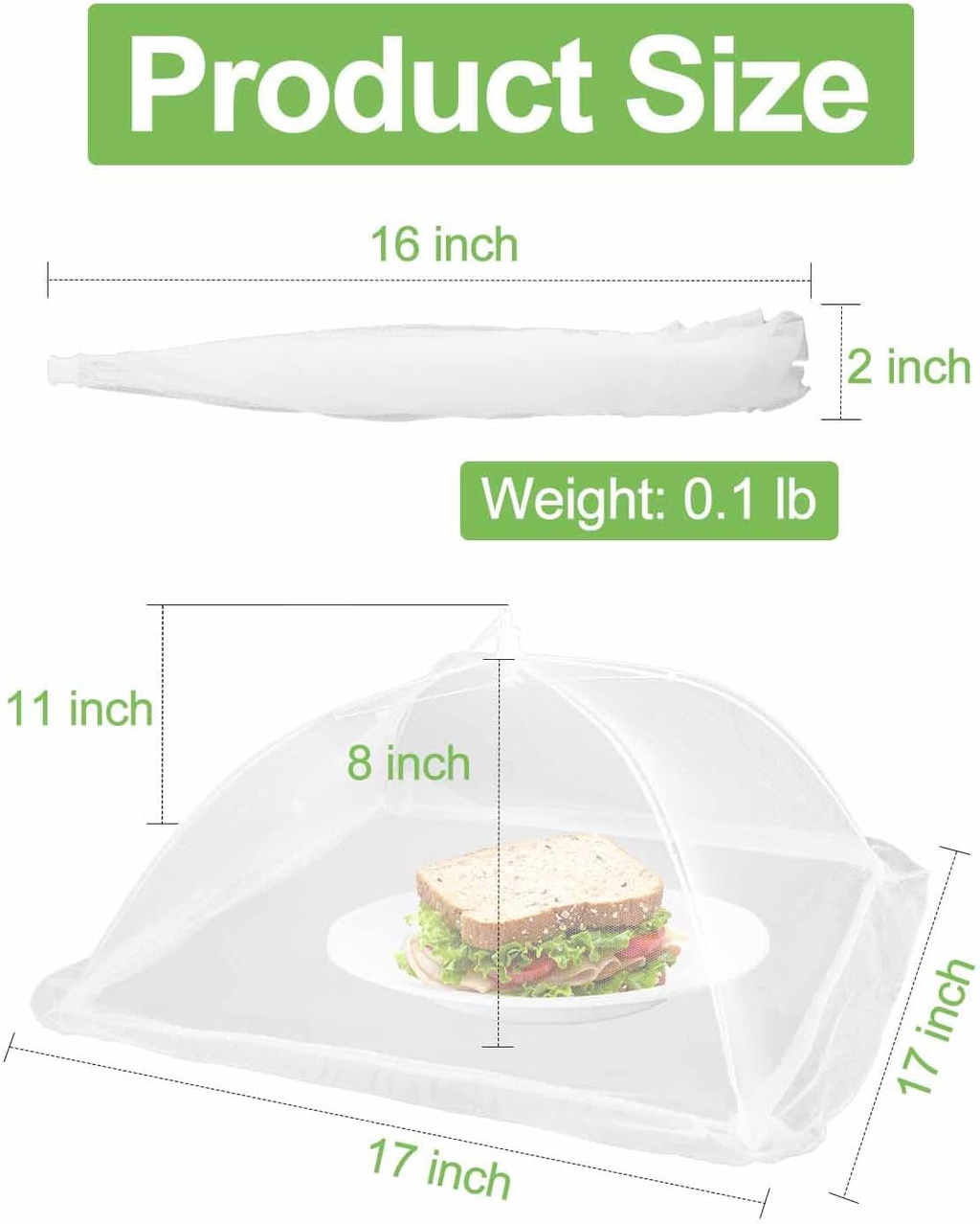 Summer Pre Sale - Mesh Food Cover, 6 Pack 17"x17" Mesh Food Tent