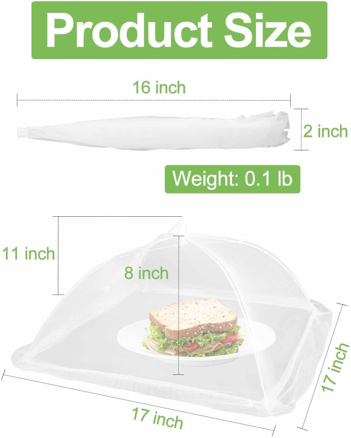Summer Pre Sale - Mesh Food Cover, 6 Pack 17"x17" Mesh Food Tent