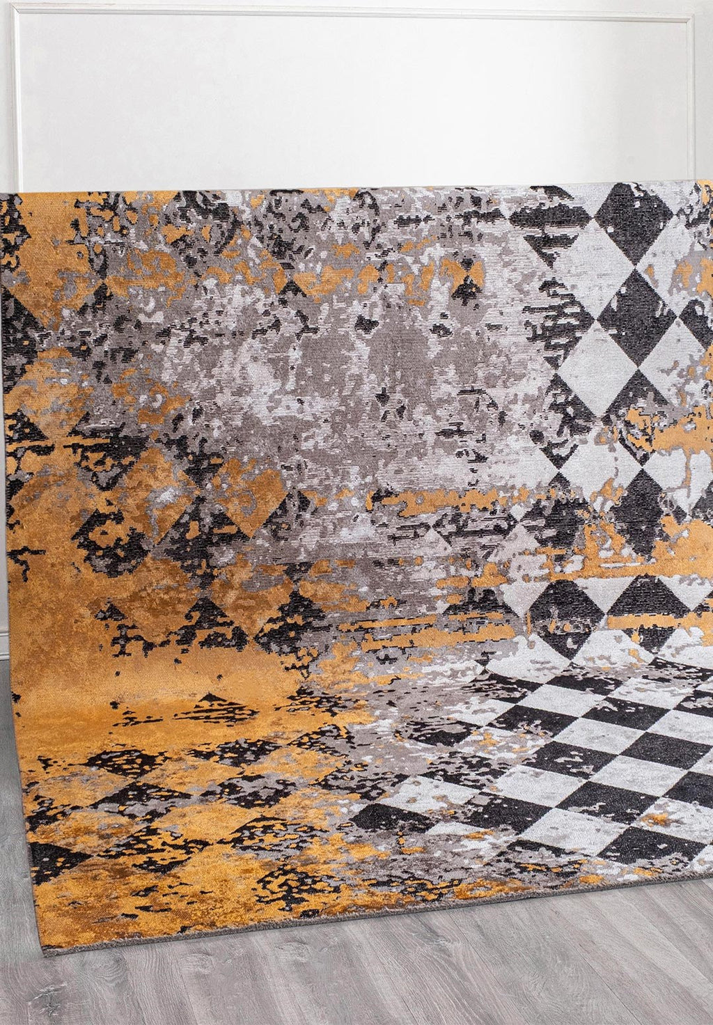 Harlequin White - Mustard Rug