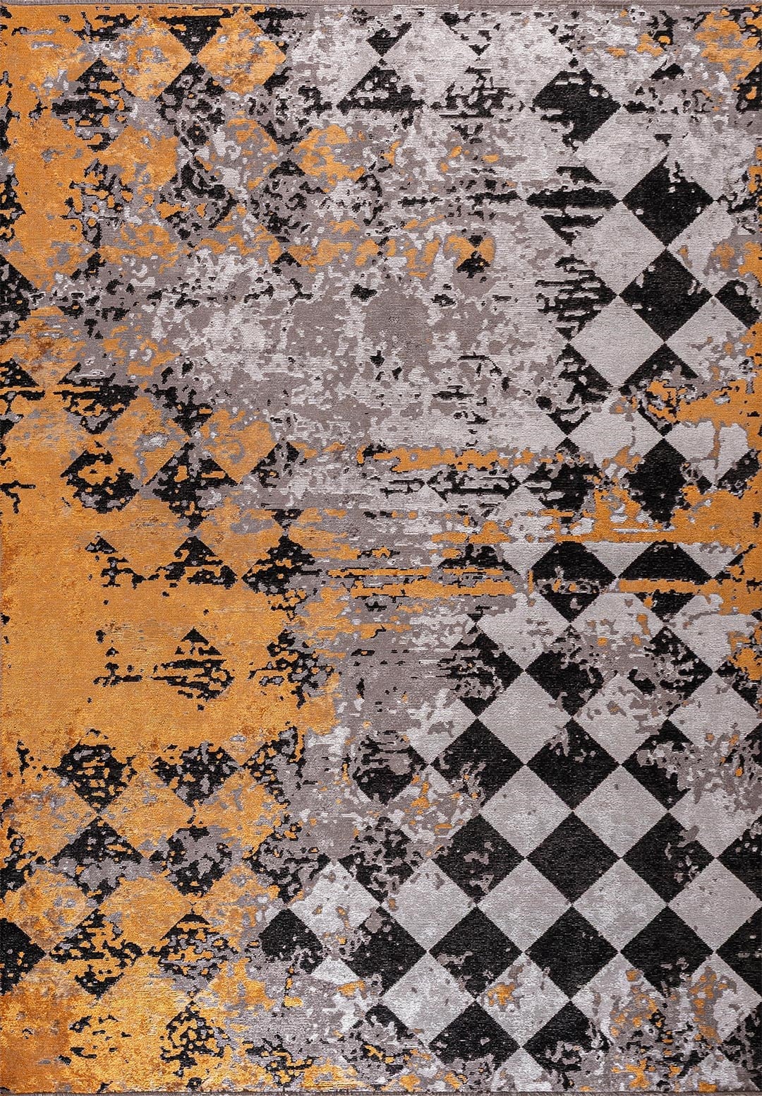 Harlequin White - Mustard Rug