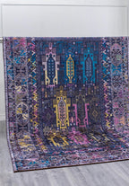 Folk Dark Navy - Purple Rug